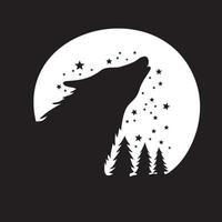 heulende Wolf-Logo-Vorlage. Nacht im Wald Symbol, Zeichen und Symbol. vektor