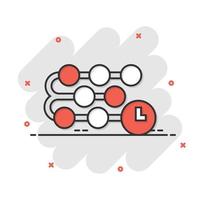 tidslinje ikon i komisk stil. framsteg tecknad serie vektor illustration på vit isolerat bakgrund. diagram stänk effekt företag begrepp.