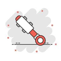 hydraulisk ikon i komisk stil. cylinder tecknad serie vektor illustration på vit isolerat bakgrund. Utrustning stänk effekt företag begrepp.