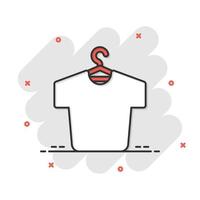 T-Shirt-Symbol im Comic-Stil. Freizeitkleidung Cartoon-Vektor-Illustration auf weißem Hintergrund isoliert. Geschäftskonzept mit Polo Wear Splash-Effekt. vektor