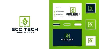 Baum-Tech-Logo-Design-Konzept und Visitenkarte vektor