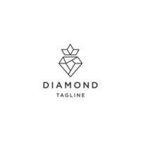 diamant kung linje logotyp ikon design mall platt vektor