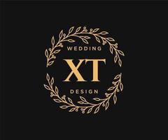 xt initials brief hochzeitsmonogramm logos sammlung, handgezeichnete moderne minimalistische und florale vorlagen für einladungskarten, save the date, elegante identität für restaurant, boutique, café im vektor