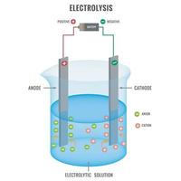elektrolys av elektrolyt lösning i elektrokemi vektor