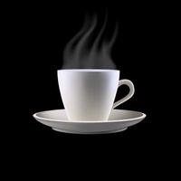 Tasse Tee mit Milch auf schwarzem Hintergrund vektor