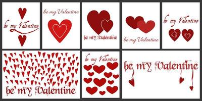 be my valentine card set, einfache postkarten zum valentinstag vektor