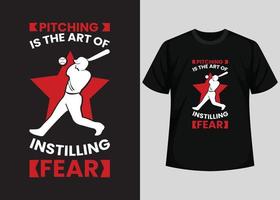 pitching är de konst av ingjuta rädsla för baseboll t-shirt design. baseboll t-shirt design tryckbar vektor mall. typografi, årgång, retro baseboll t-shirt design.