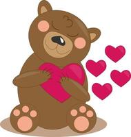 Sammanträde i kärlek teddy Björn med hjärtan vektor
