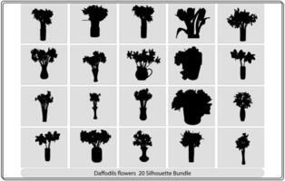 Vektor schwarze Silhouetten von Frühlingsblumen auf weißem Hintergrund bewertet.