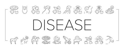 Symbole für Krankheitsprobleme bei Haustieren setzen Vektor