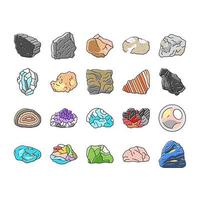 sten sten textur natur ikoner uppsättning vektor