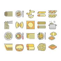 pasta utsökt mat måltid matlagning ikoner som vektor