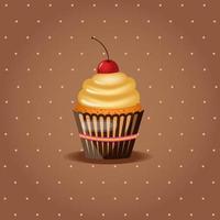 Vintage Retro Cupcake mit Sahne und Kirschen vektor