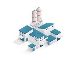 platt isometrisk begrepp 3d illustration modern fabrik industriell minimalistisk byggnad med stor gas cylinder vektor
