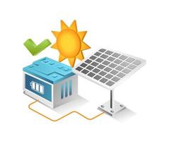 platt isometrisk 3d illustration begrepp av sol- panel lagring arbete väl vektor