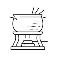 Kupfer-Fondue-Topf Symbol Leitung Vektor Illustration