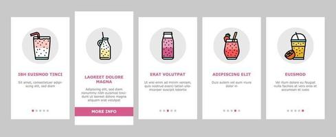 Smoothie-Fruchtsaft-Essen-Shake-Onboarding-Symbole setzen Vektor