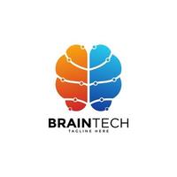 Gehirn-Technologie-Logo-Design-Illustration. Digitale Technologie. Gehirn-Logo-Vorlage. Vektor-Illustrator vektor