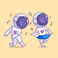 astronaut tanzt mit seinem freund vektor
