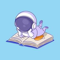Astronaut entspannt sich beim Lesen eines Buches vektor
