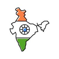 Indien Landkarte Flagge Farbe Symbol Vektor Illustration