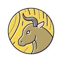 oxe kinesiskt horoskop djur färg ikon vektorillustration vektor