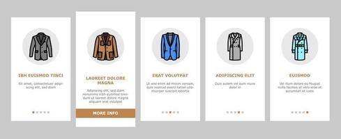 ytterkläder manlig Kläder tillfällig mode onboarding ikoner uppsättning vektor