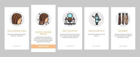 onboarding-ikonen des haarverlängerungssalonverfahrens stellten vektor ein