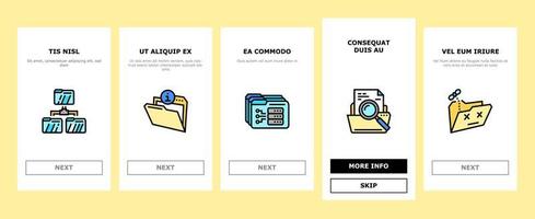 mapp papper företag fil tömma onboarding ikoner uppsättning vektor