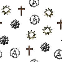 religion, bön kult och ateism vektor sömlös mönster