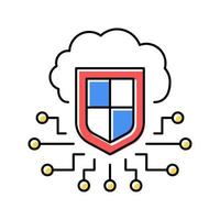 E-Cloud Schutz Farbsymbol Vektor Illustration