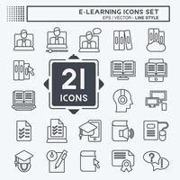 Icon-Set E-Learning. im Zusammenhang mit Bildungssymbol. Linienstil. einfaches Design editierbar. einfache Abbildung vektor