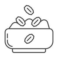 Haferbrei-Symbol im Umrissstil. Brei im Topf, Plattensymbol. Haferflocken-Kochen und schnelles Frühstück vektor
