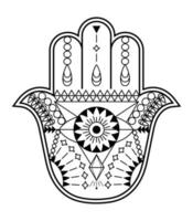 hamsa hand vektor med mystisk, esoterisk symboler tycka om pyramid, ondska öga. indisk Färg sida, tatuering, henna illustration. wicca, astrologiska, ockult konst.