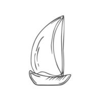 segelbåt hand dragen översikt klotter ikon. båt resa och Yacht, vatten transport, rekreation begrepp. vektor skiss illustration för skriva ut, webb, mobil och infographics på vit bakgrund.