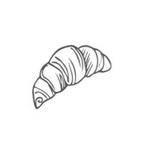 Vektor handgezeichnete Croissant-Symbol-Abzeichen-Bäckerei für Design-Menü-Café, Etikett und Verpackung.