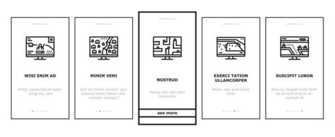 Videospiel-Elektronik und Geräte-Onboarding-Symbole setzen Vektor