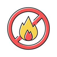 Feuer brennendes Verbotsschild Farbe Symbol Vektor Illustration