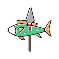 Fisch auf Speer Farbe Symbol Vektor Illustration