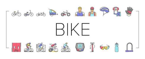 cykel transport och tillbehör ikoner set vektor