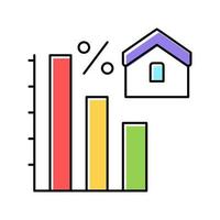 Hypothek Abnahme der Zinszahlungen Farbe Symbol Vektor Illustration