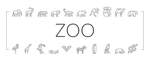 zoo djur, fåglar och ormar ikoner som vektor