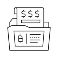 finansiell rapport digital mynt linje ikon vektor illustration