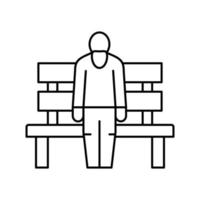 älterer Mann sitzt auf Banklinie Symbol Vektor Illustration