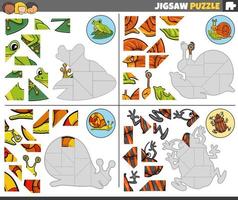 Puzzle-Aufgabe mit Comic-Tierfiguren vektor