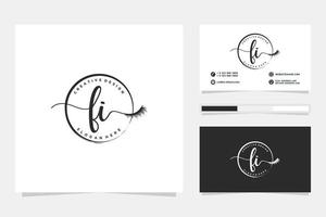 första fi feminin logotyp samlingar och företag kort templat premie vektor