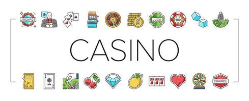 kasino spår spel jackpott poker ikoner uppsättning vektor