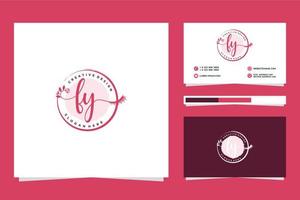 första fy feminin logotyp samlingar och företag kort templat premie vektor