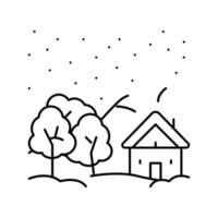 skog vinter- linje ikon vektor illustration
