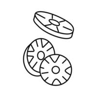ananas skiva mat skära linje ikon vektor illustration